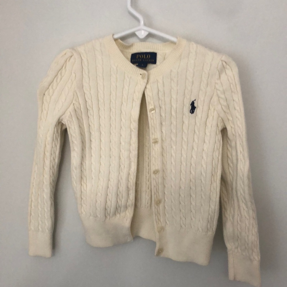 Set of 2 Polo girls size 5T cardigans white and off white - good condition!